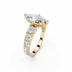 2 Carat Marquise Diamond Engagement Ring with Round Side Diamonds
