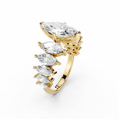 2 Carat Marquise Diamond Engagement Ring with Marquise Side Diamonds