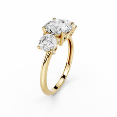 3 Carat Round Three Stone Diamond Engagement Ring