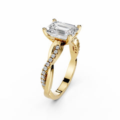 2 Carat Diamond Emerald Cut Engagement Ring with Spiral Band