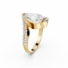 3 Carat Pear Cut Diamond Engagement Ring Diamond Hand Shape Band