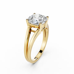 3 Carat Cushion Cut Diamond Engagement Ring V Band