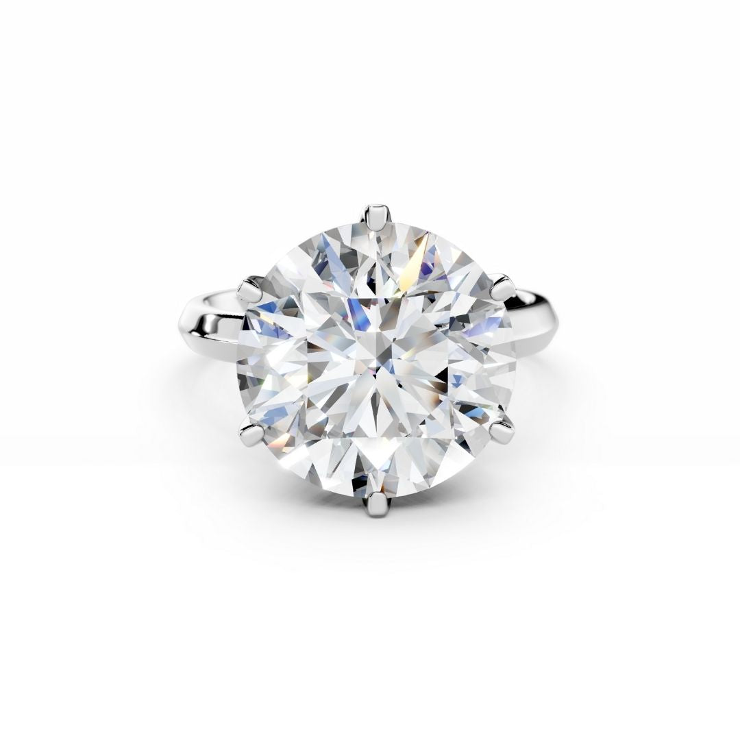 8 Carat Round Diamond Engagement Ring 18K White Gold