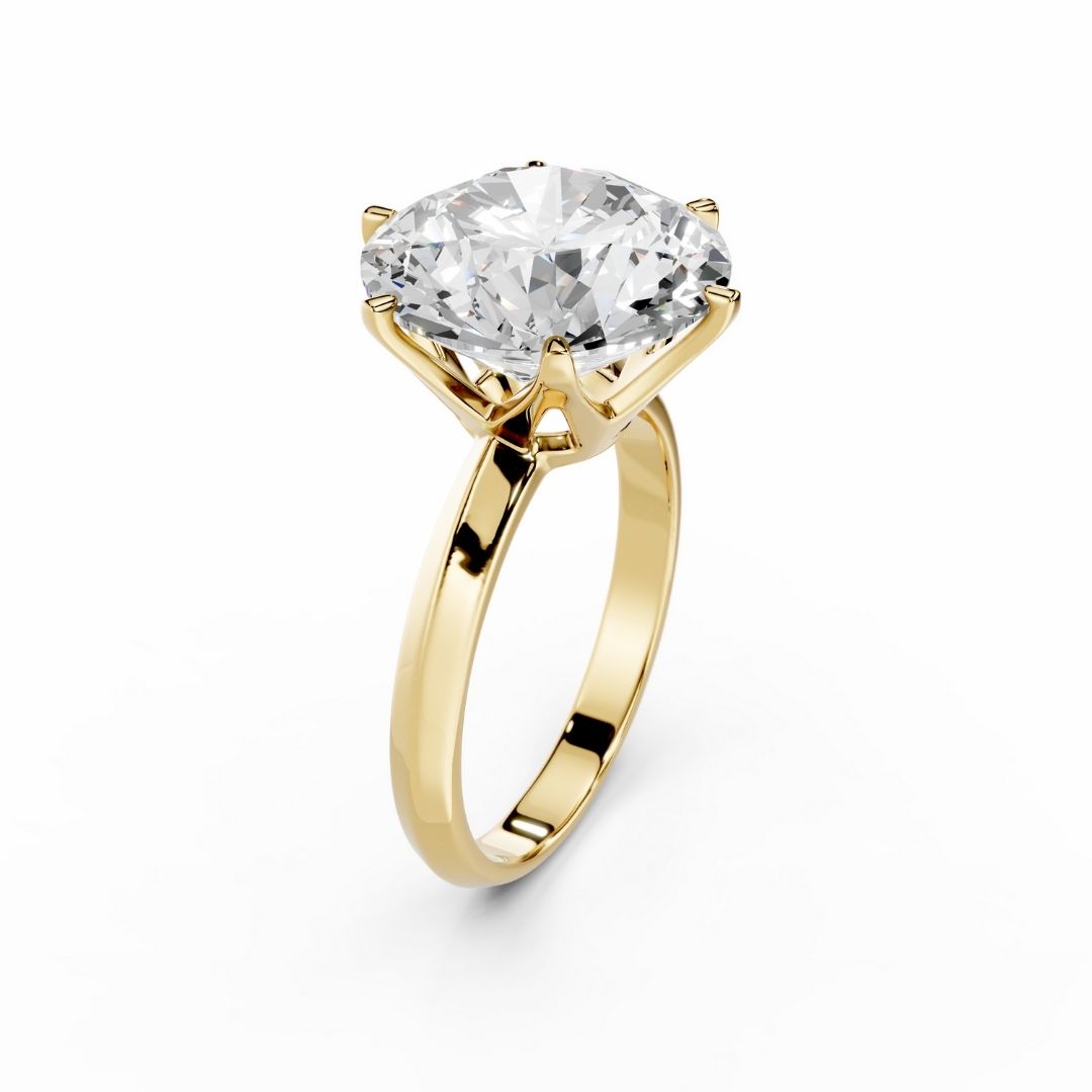 8 Carat Round Lab Grown Diamond Engagement Ring 18K Gold
