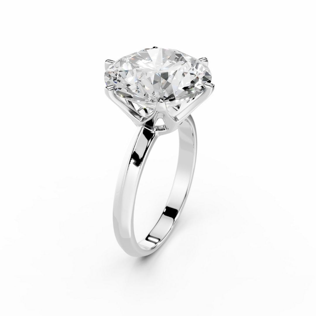 8 Carat Round Lab Grown Diamond Engagement Ring 18K White Gold