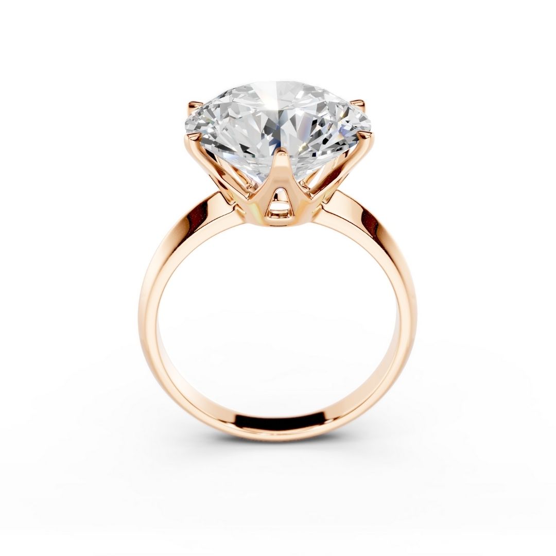 8 Carat Round Lab Grown Diamond Ring Rose Gold Dubai