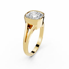 3 Carat Cushion Cut Diamond Engagement Ring Bezel Setting