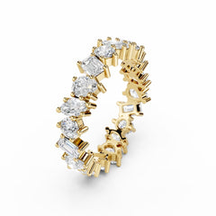 18K Gold Multi-Cut Diamond Eternity Band