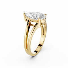 3 Carat Pear Cut Diamond Engagement Ring With V Band