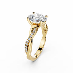 2 Carat Oval Diamond Engagement Ring With Intertwined Diamond Band
