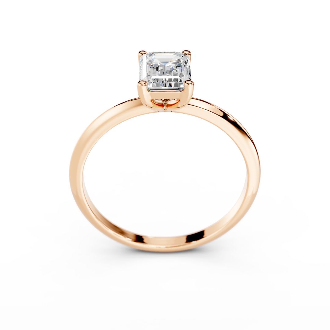 Engagement Ring Emerald Cut Diamond 1 Carat Rose Gold