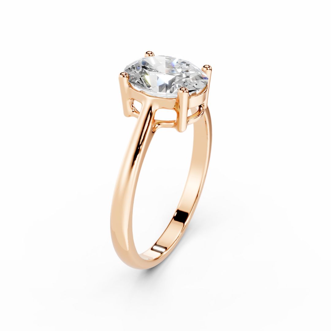 Oval Diamond 2 Carat Engagement Ring in 18K Rose Gold Dubai
