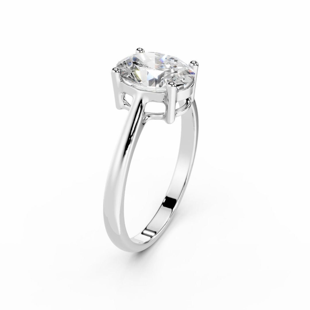 Oval Diamond 2 Carat Engagement Ring in 18K White Gold Dubai